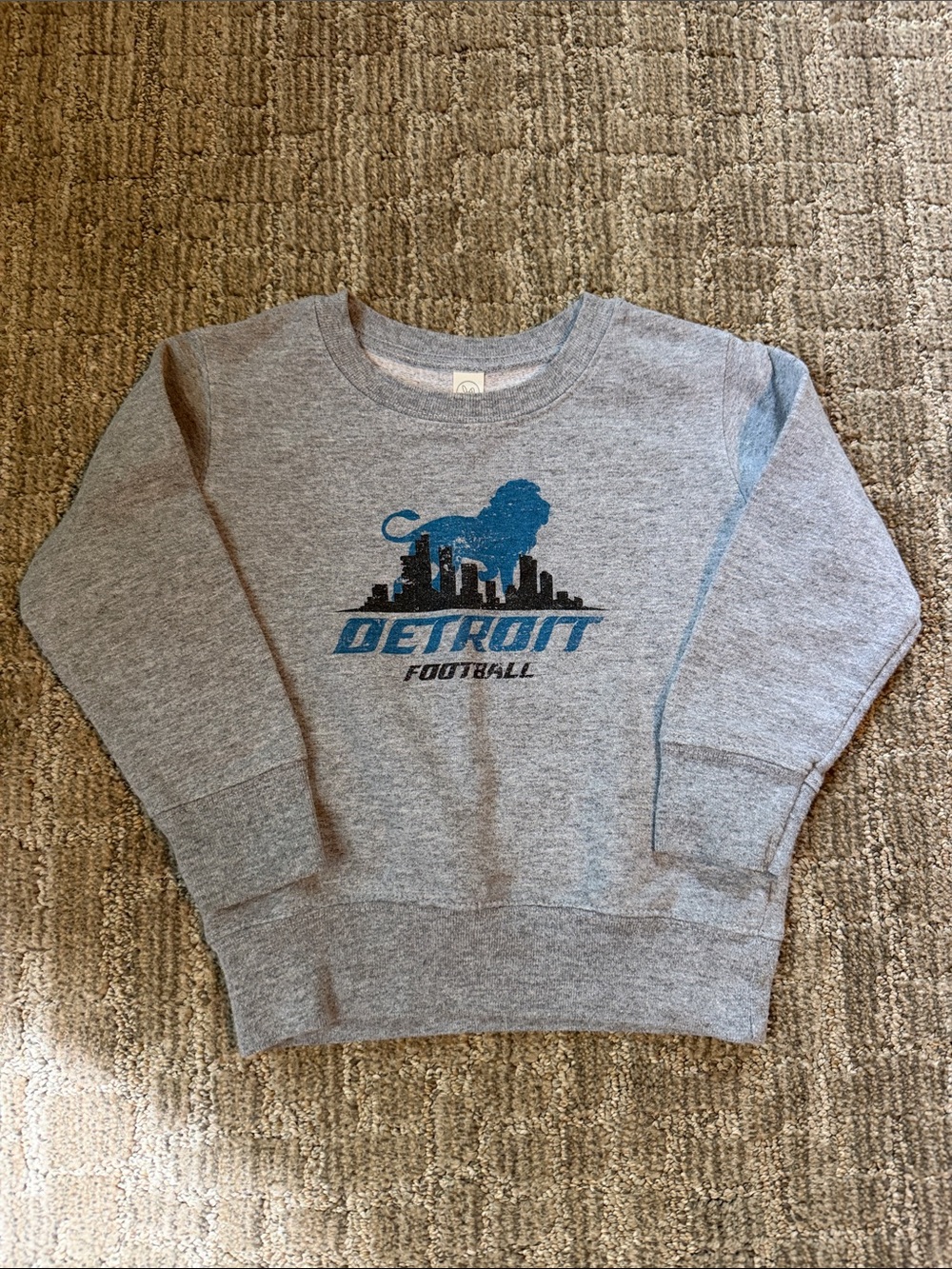 Rabbit Skins Gray Crewneck Sweatshirt with Blue Graphic